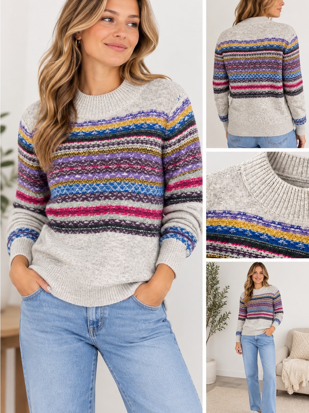 Abercrombie & Fitch Multicolor Fair Isle Knit Sweater – Size Small